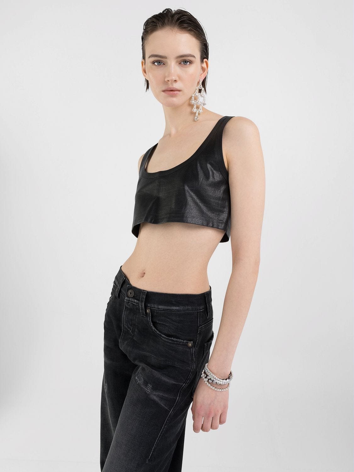 COATED JERSEY CROP TOP