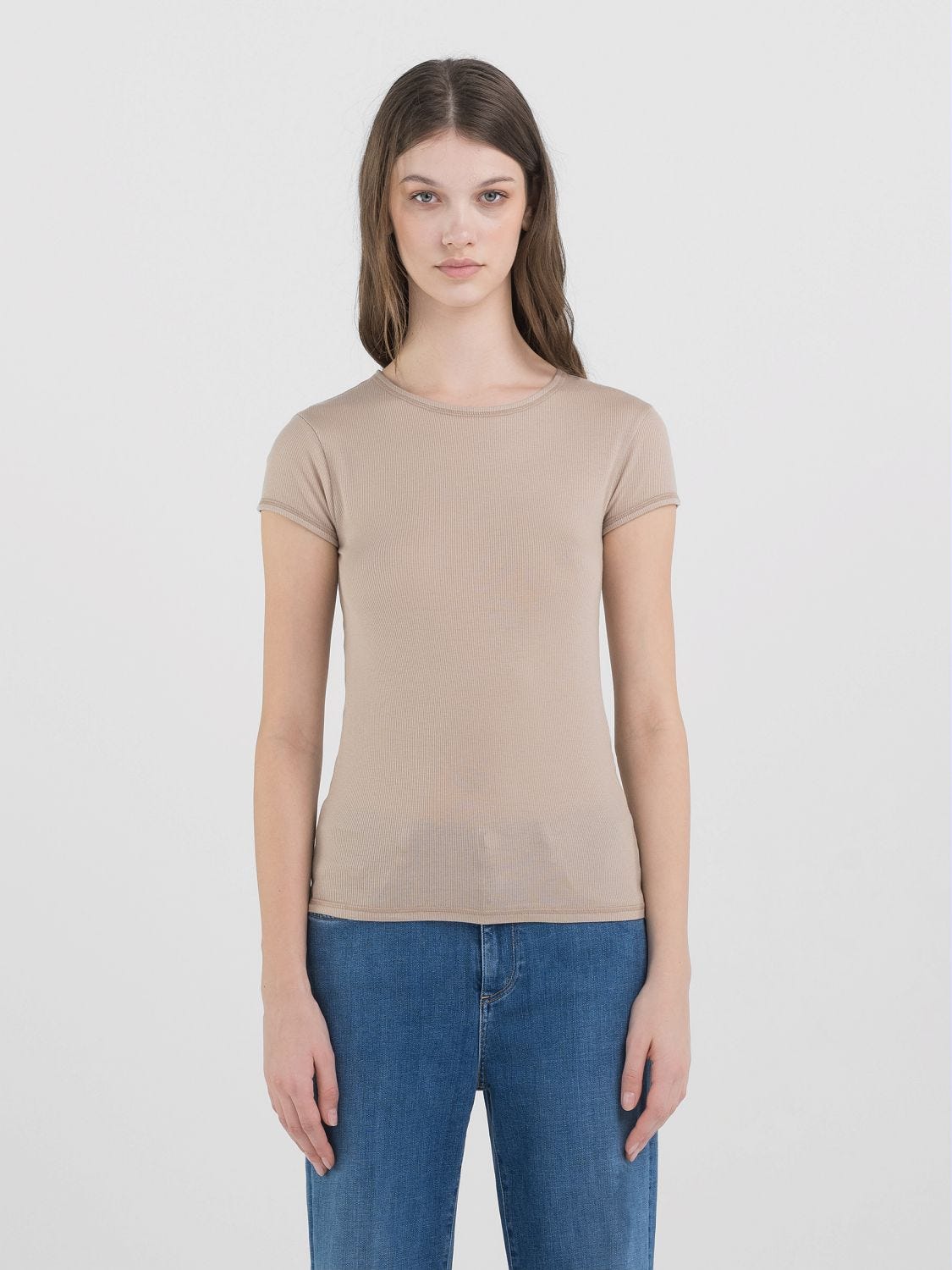 FINE-RIB SLIM-FIT T-SHIRT