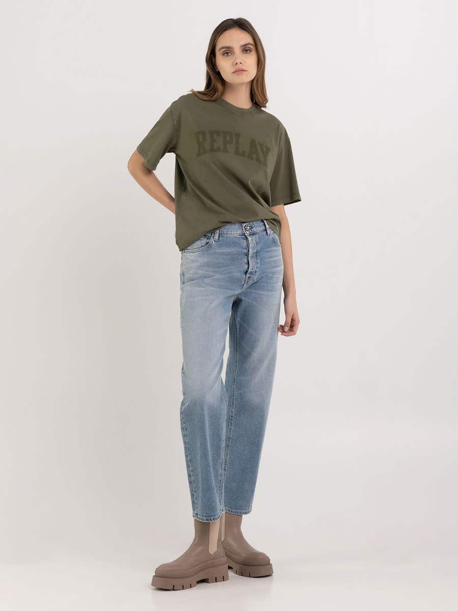 REPLAY T-shirt in organic cotton with print W3623L.000.23178G DARK OLIVE 1