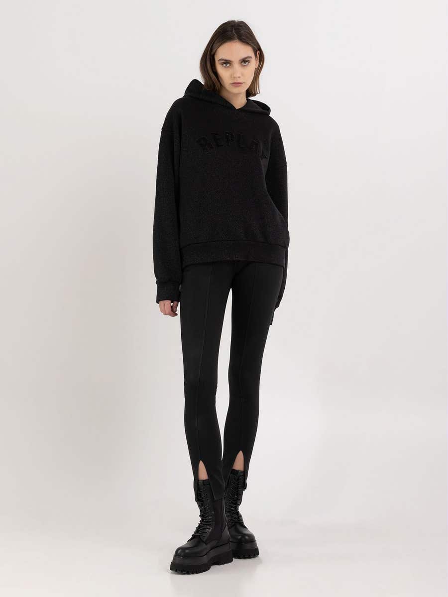 REPLAY Sweatshirt in lurex with micro studs W3637G.000.22672 BLACK LUREX 1