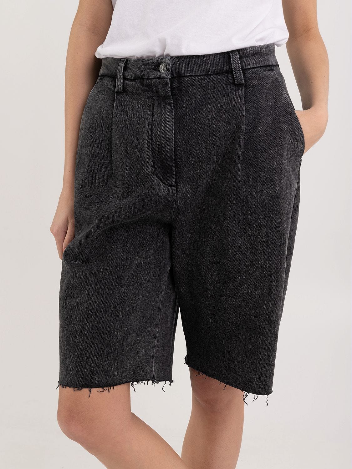 Wide leg bermuda shorts in denim