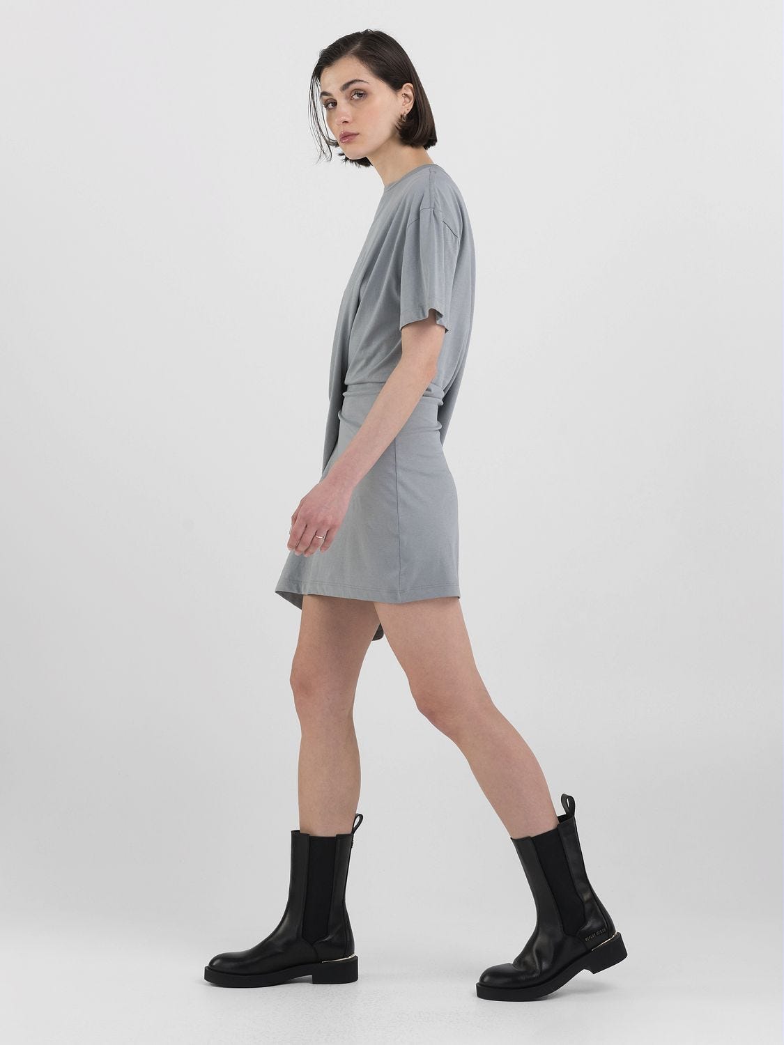 MINI JERSEY DRESS WITH DRAPING